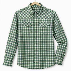 Stio Men’s Eddy Shirt Long Sleeve – Green Plaid Large